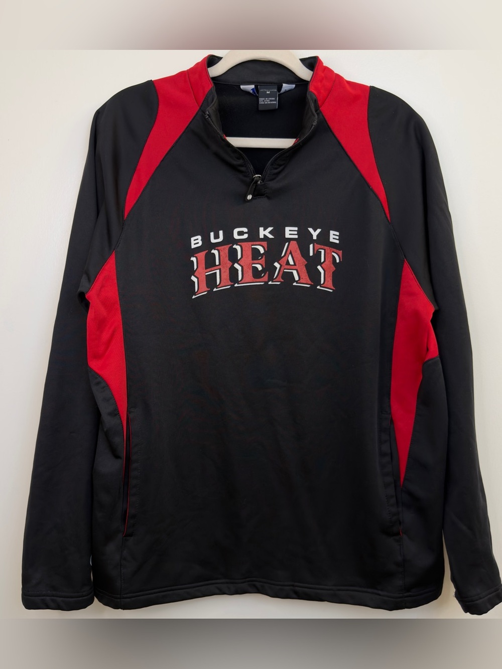 Holloway Buckeye Heat 1/4 Zip Jacket Men's Medium Black Red Pullover Windshirt